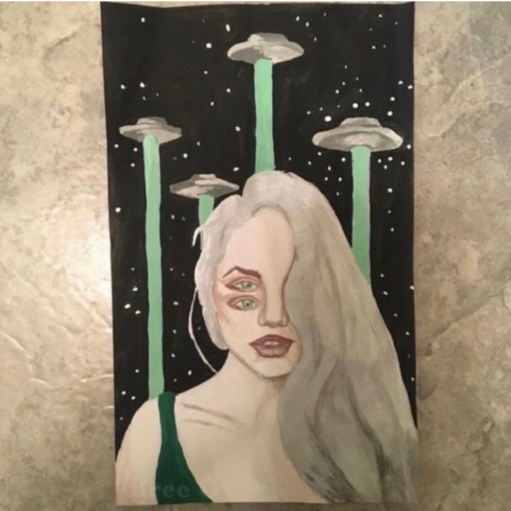 NEW ORIGINAL "INVASION" ALIEN
ABDUCTION UFO ART PRINT